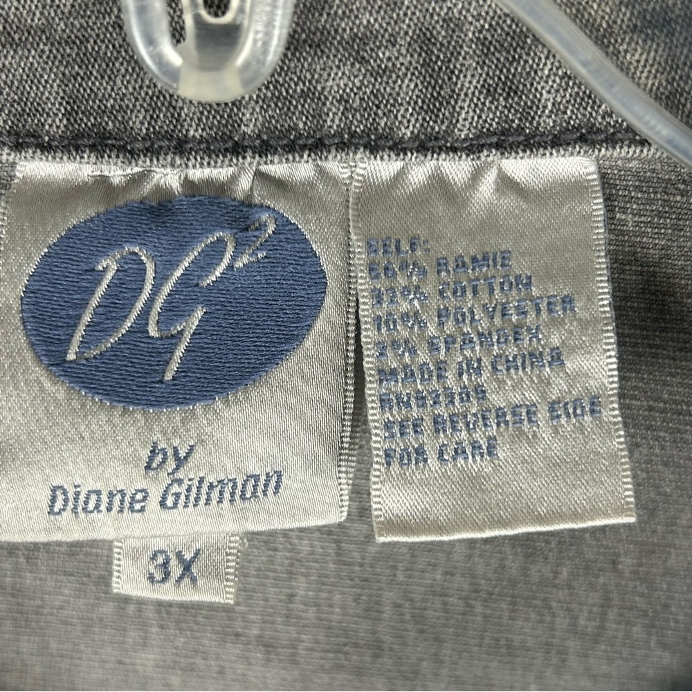 DG2 Diane Gilman 3X Grey Embellished Denim Jacket — Frayed & Studded - Picture 2 of 15
